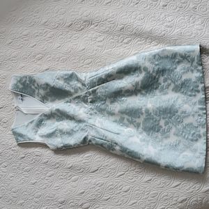 Reiss Mint and White Floral Brocade Wrap Dress